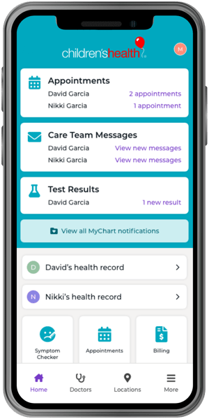 MyChart for Caregivers - MyChart Dashboard